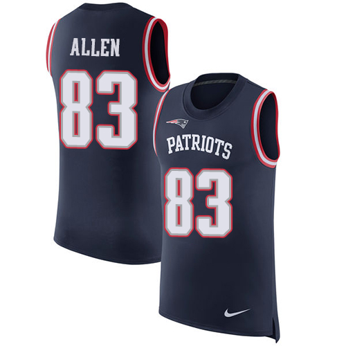 Nike Patriots #83 Dwayne Allen Navy Blue Team Color Men's Stitched NFL Limited Rush Tank Top Jersey - Click Image to Close